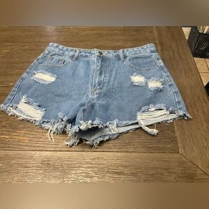 Shein Denim Shorts Distressed Raw Edge Woman's Size Small Large